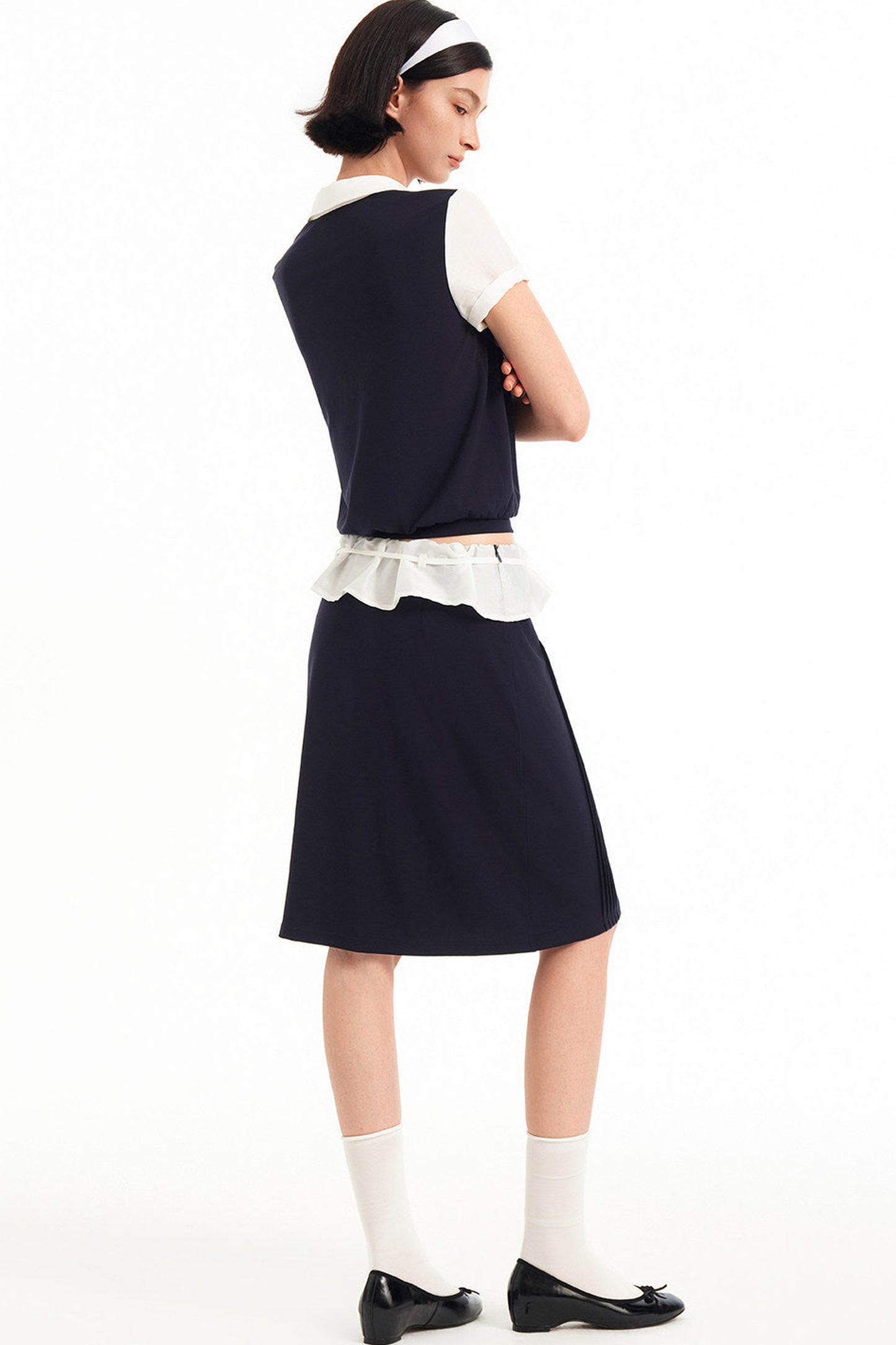Contrast Patchwork Polo Top Set-Up