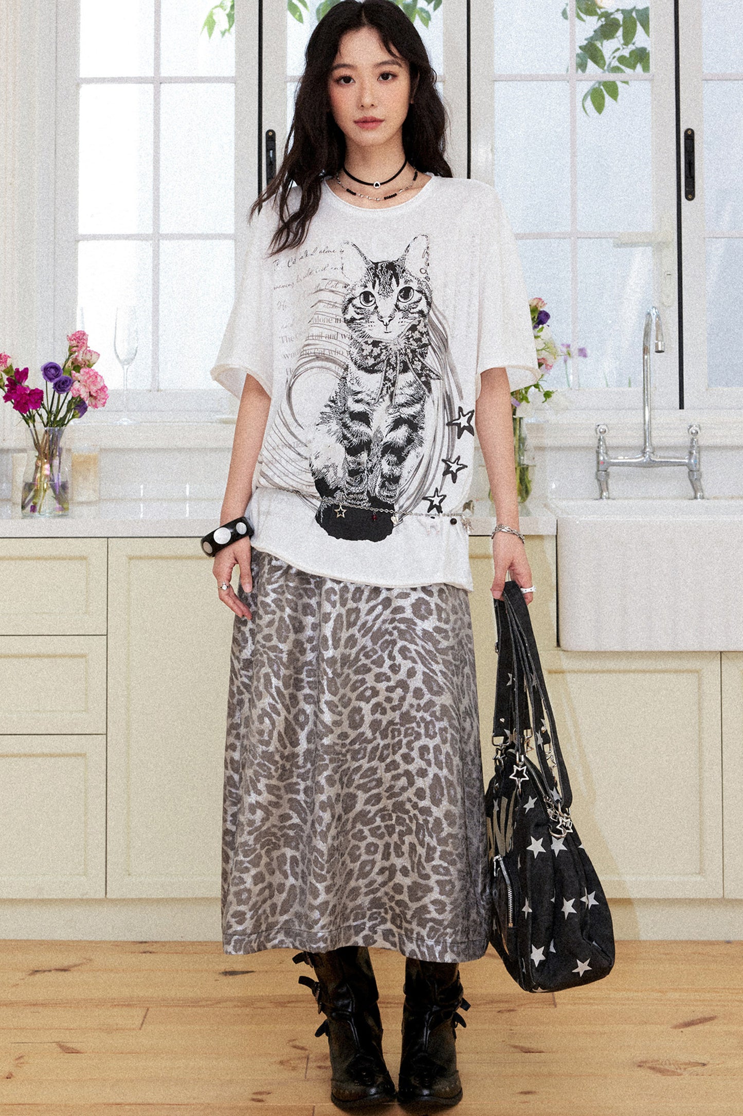 Retro Leopard A-Line Skirt
