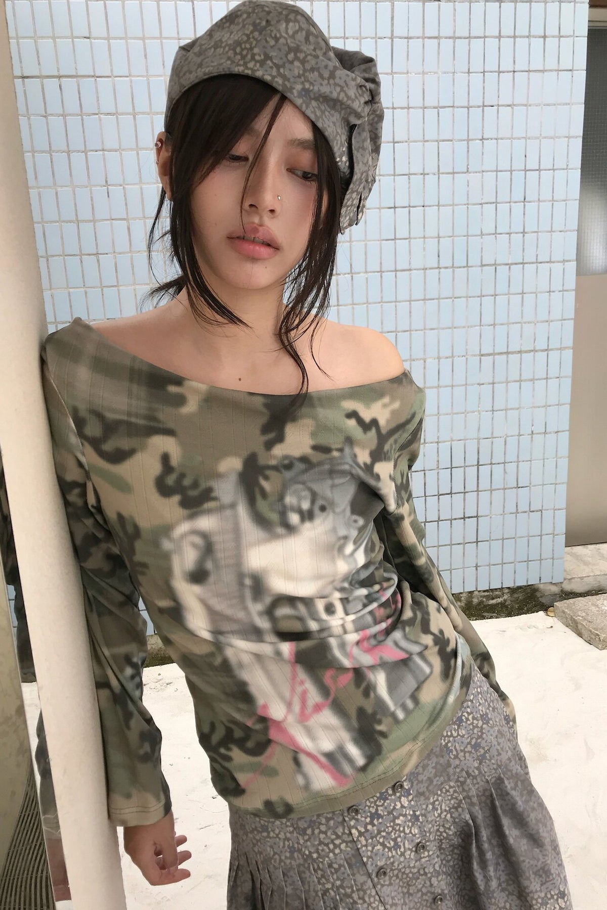 Wendbares Langarmhemd aus Camouflage-Jacquard