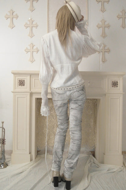 Accordion Pleated Puff Sleeve Blouse