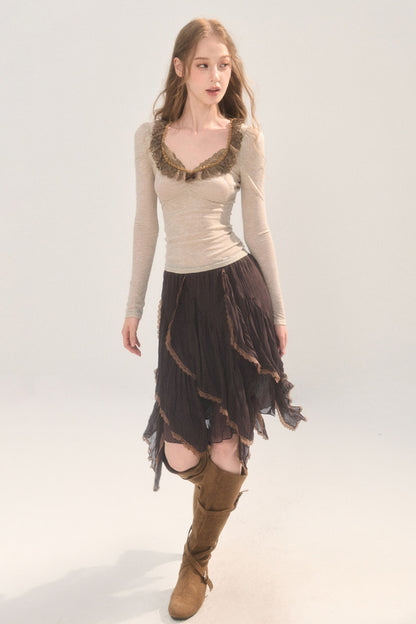 Retro Lace Collar Top
