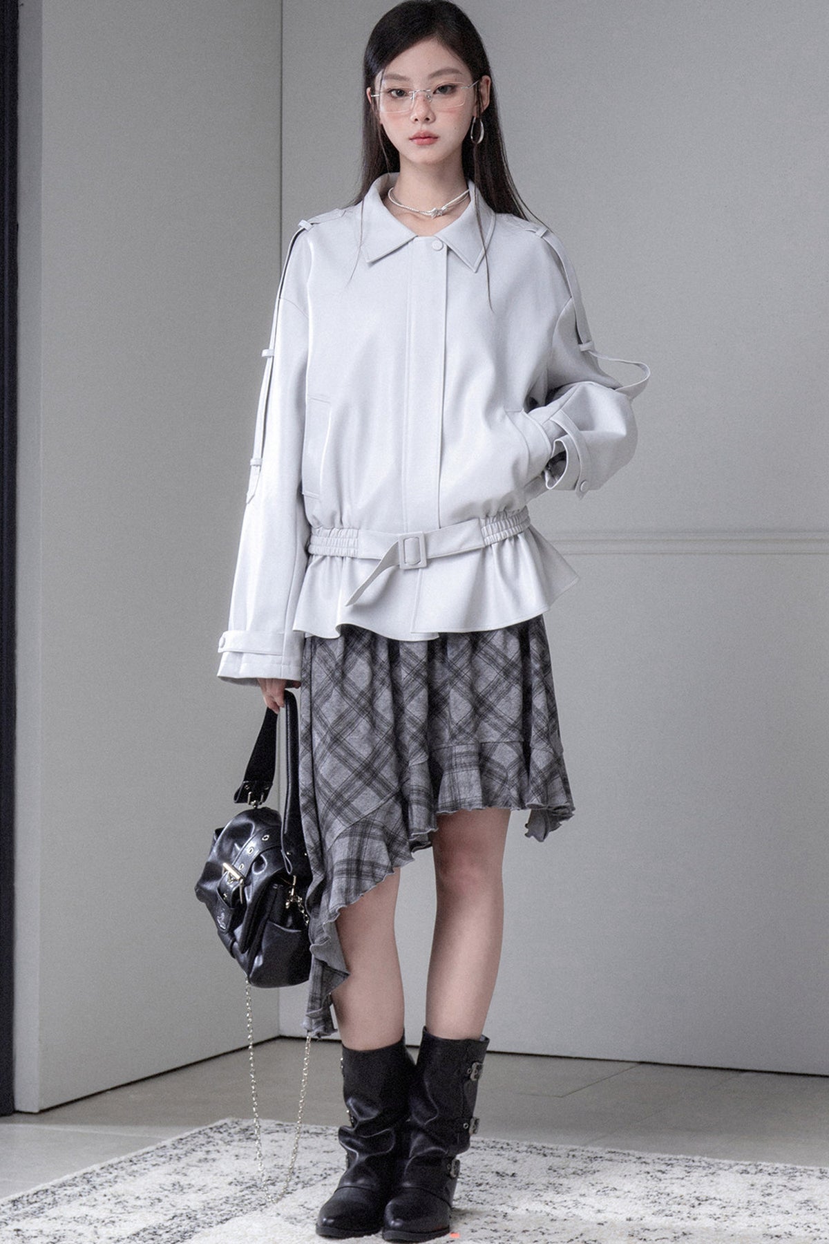Advanced Silhouette Detachable Hem Leather Jacket