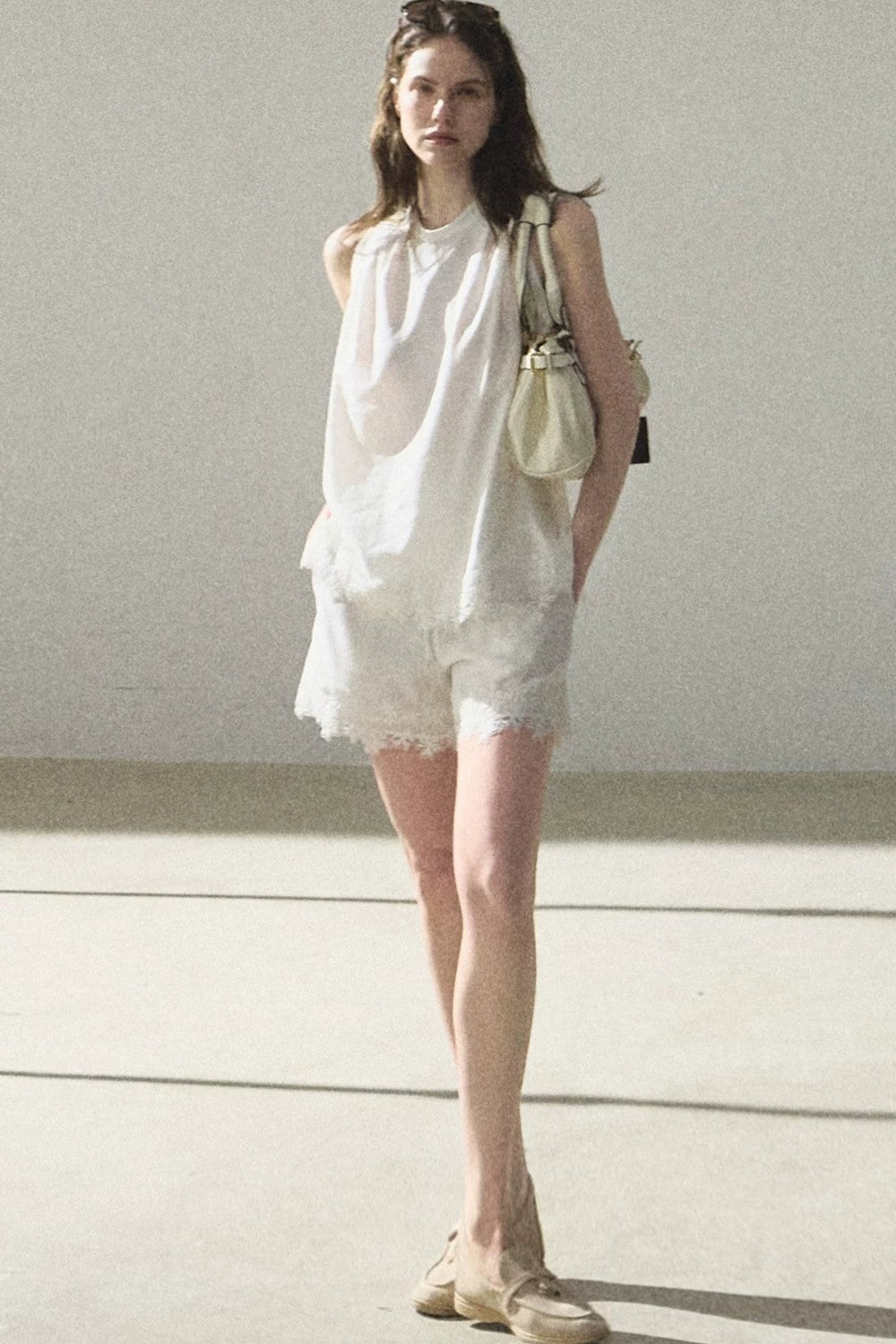 Cropped Wide-Leg Lyocell Lace Pants