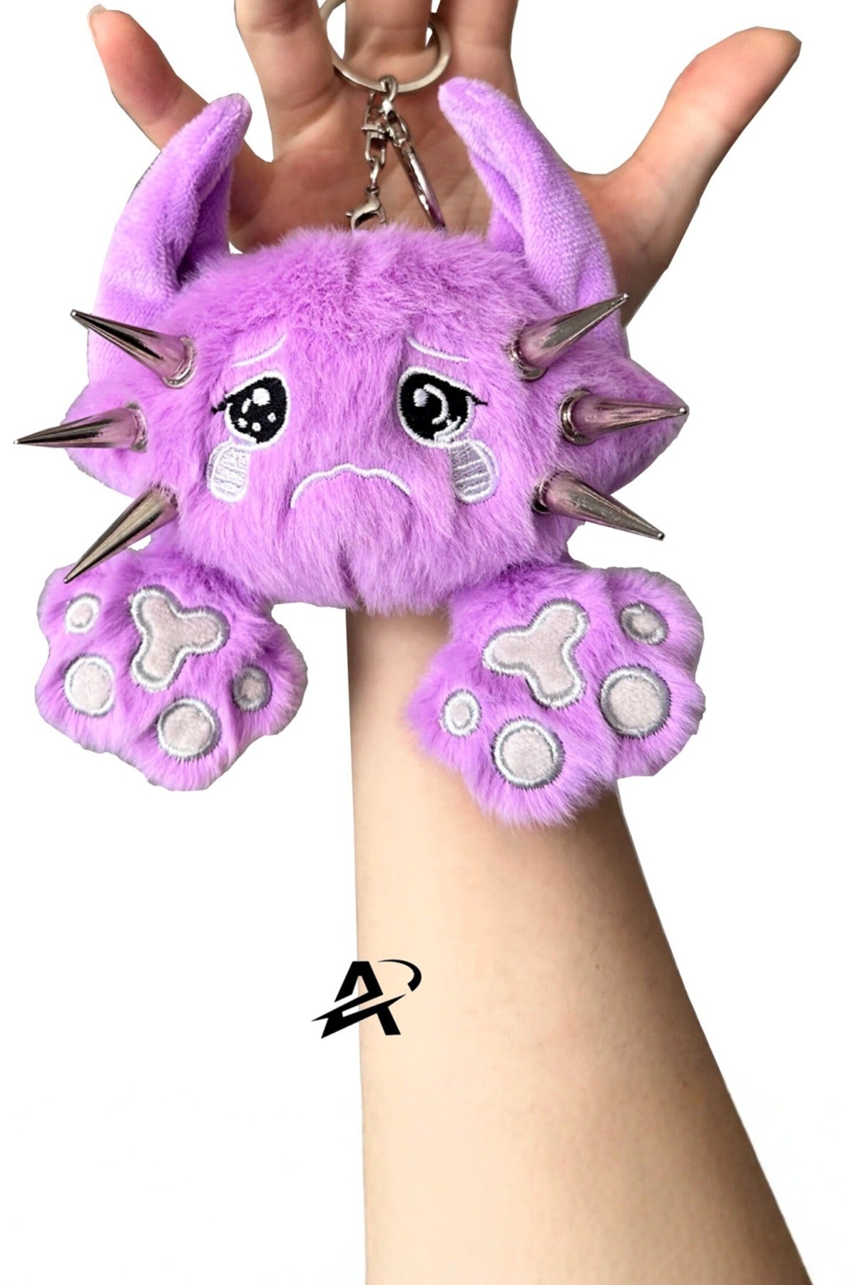 Punk Purple Spiked Cat Keychain