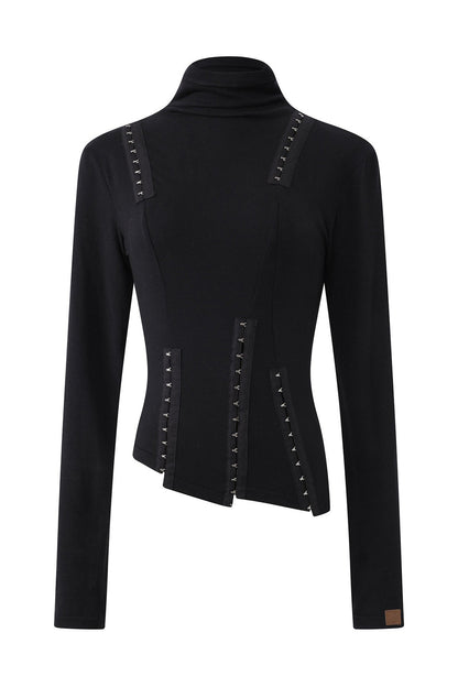 Asymmetrical Metal Hook Knit Top