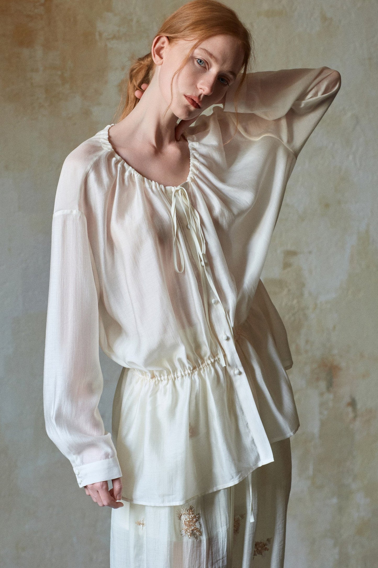 Tencel Acetate Off-White Blouse