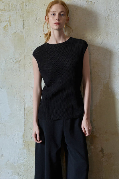 Black Linen Knitted T-Shirt