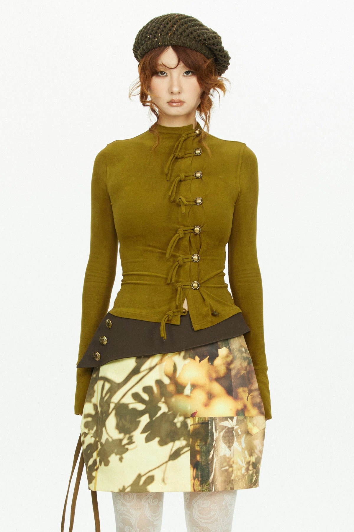 Low-Waist Tree Shadow Print Skirt