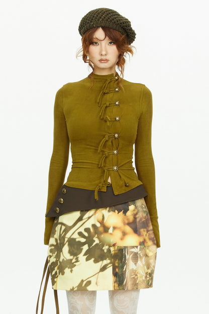 Low-Waist Tree Shadow Print Skirt