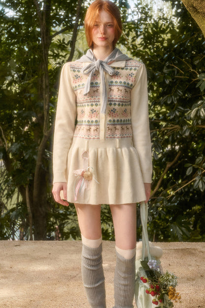 Plisseekleid mit Rentier-Fair-Isle-Muster