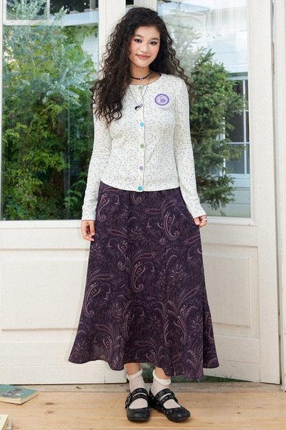 Floral Long Sleeve Knit Cardigan Top