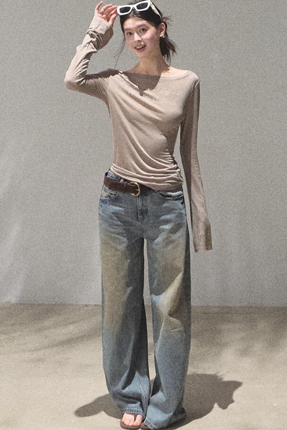 Vintage Hand-Painted Wide Leg Jeans Set