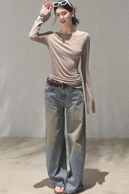 Vintage Hand-Painted Wide Leg Jeans Set