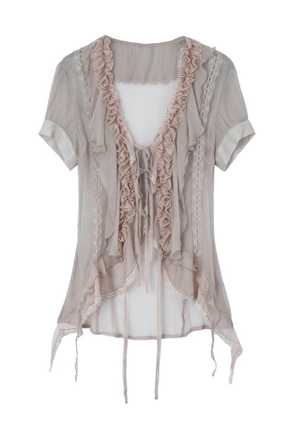 Textured Gauze Ruffled Blouse