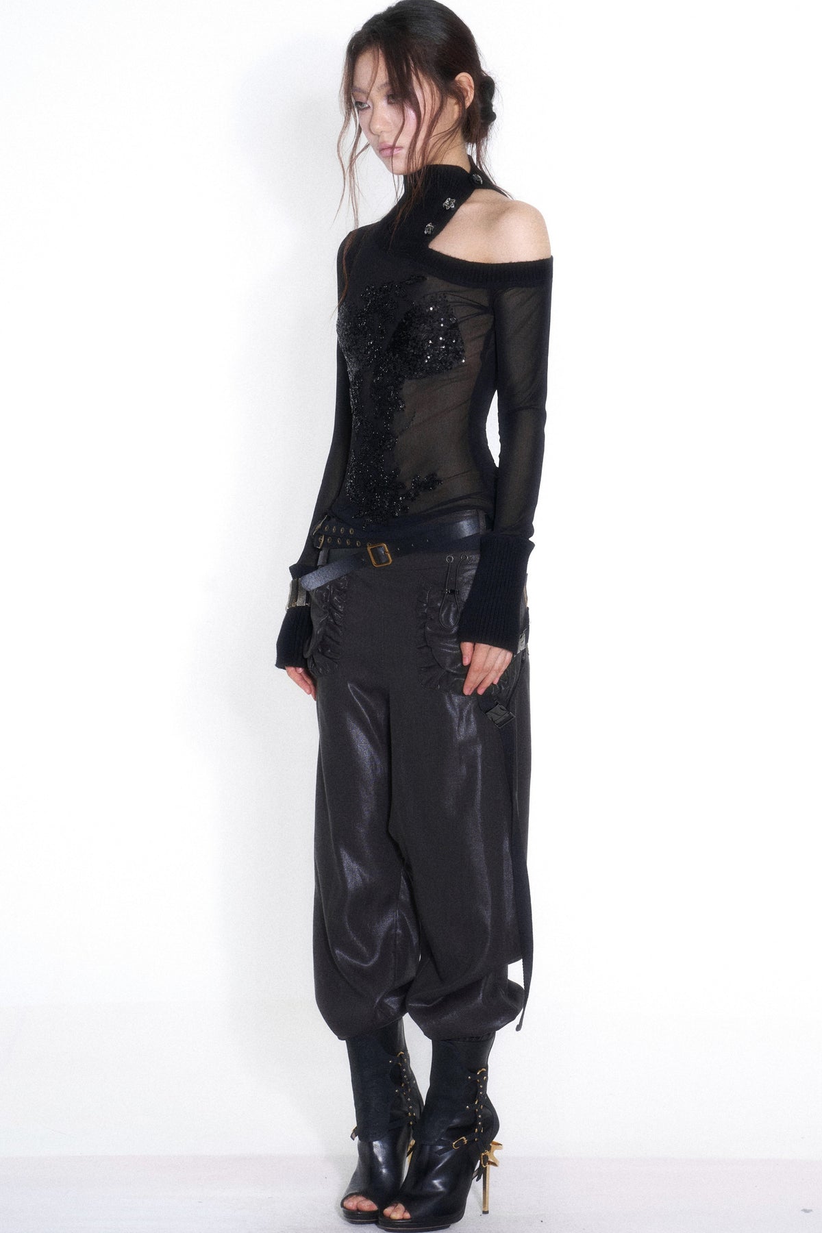 Tencel Double Belt Workwear Pocket Cuffed Pants