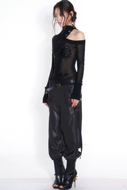Tencel Double Belt Workwear Pocket Cuffed Pants