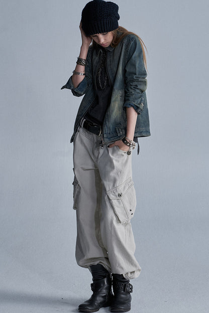 Distressed Zipper Segmented Jacket