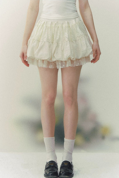 Retro Lace Tiered Skirt