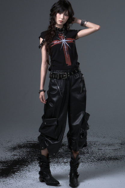 Street Punk Lantern Leather Pants