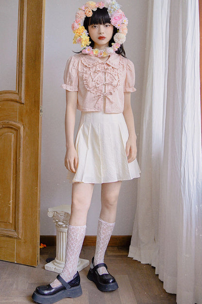 Heart Jacquard Bow Cardigan Shirt
