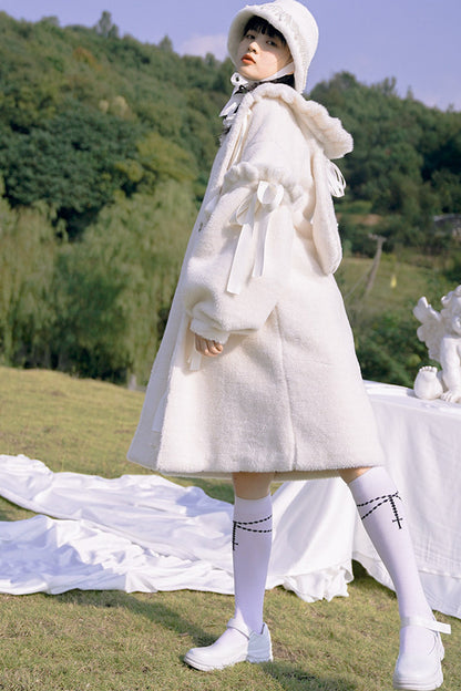 Bunny Ear Fluffy Bow Coat