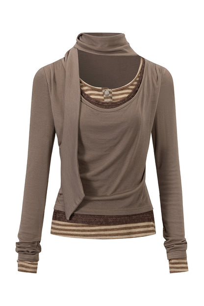 Langarmshirt im Lagenlook mit Spitzen-Patchwork und Streifen