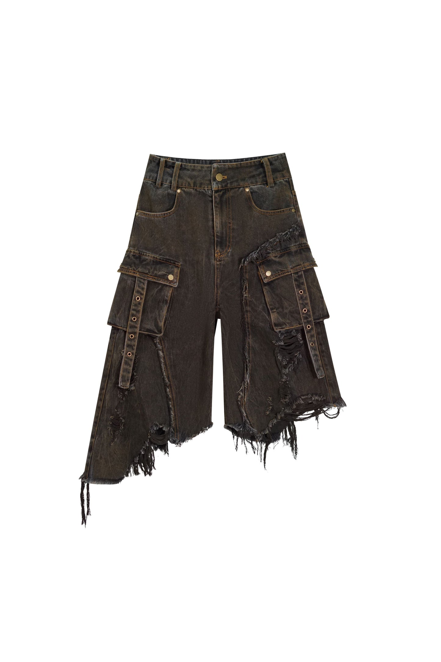 Mud-Dyed Patchwork Denim Pants