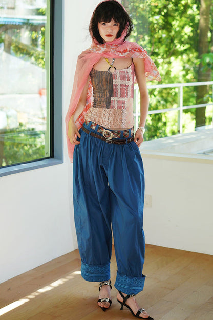 Retro Solid Color Balloon Pants