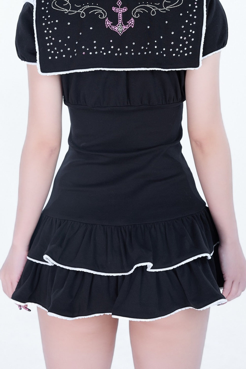 Sparkling Sailor Rhinestone Tiered Dress Set-Up