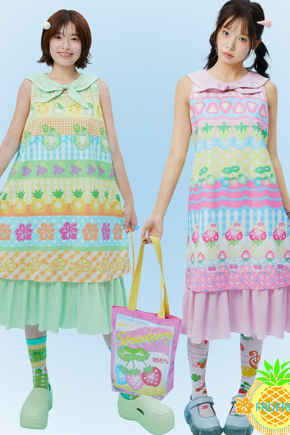 Fruit Print Sleeveless Dress