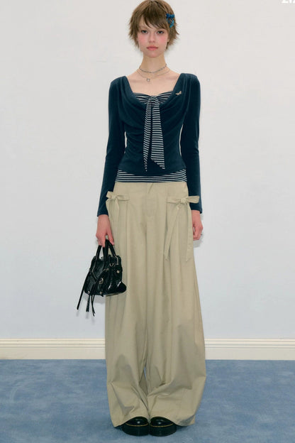 Haut en tricot rayé gris bleu