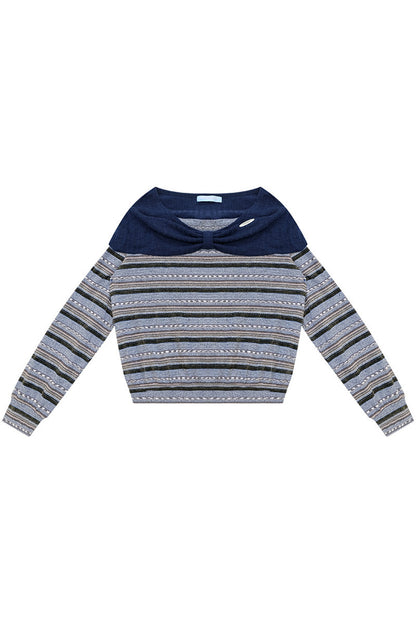 Top in maglia a righe blu