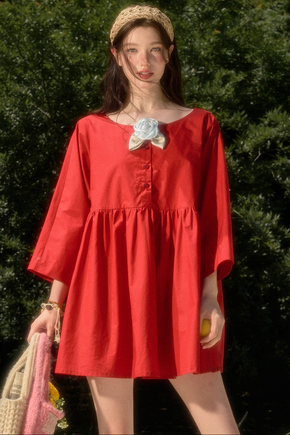 Cherry Print Cotton Doll Dress Set-Up