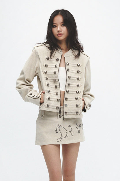 Metal Decorated Shoulder Pad Jacket Set-Up