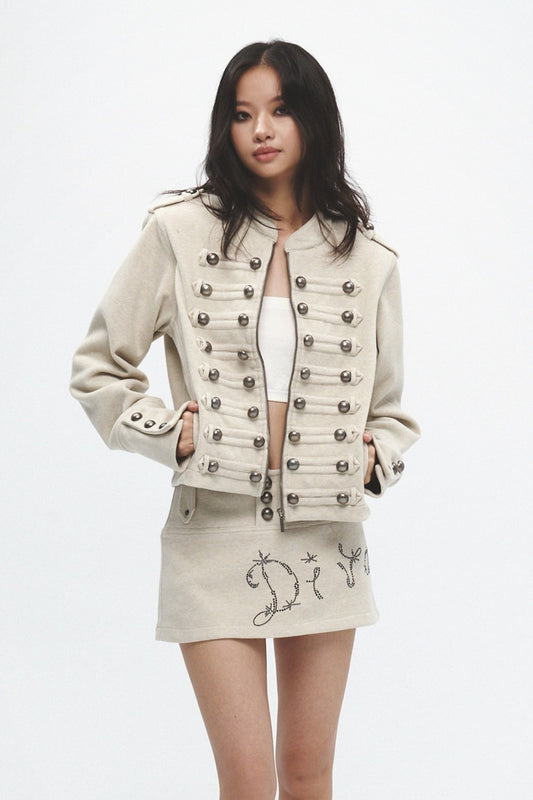 Metal Decorated Shoulder Pad Jacket Set-Up