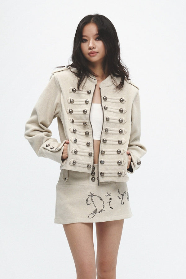 Metal Decorated Shoulder Pad Jacket Set-Up