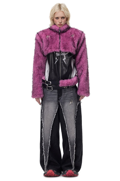 Y2K Gradient Short Fur Jacket