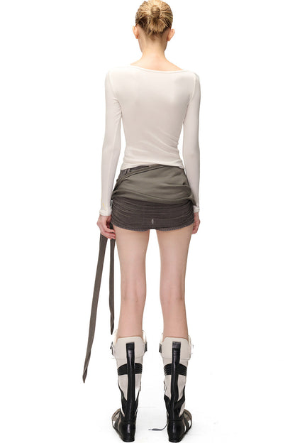 Long Sleeve Hollow Neck Base Layer T-Shirt