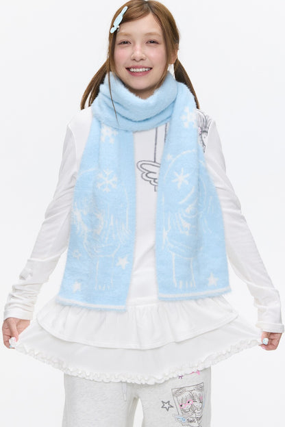 Double-Sided Knitted Illustration Scarf