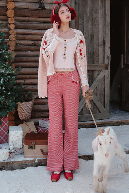 Berry Knit Top, Patchwork Skirt and Jacket Set-Up