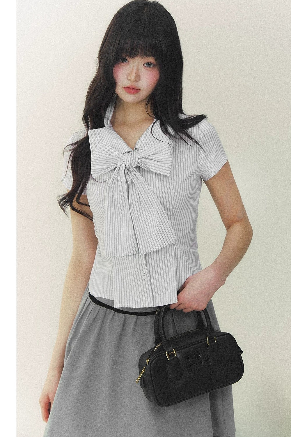Art Girl Striped Bow Blouse