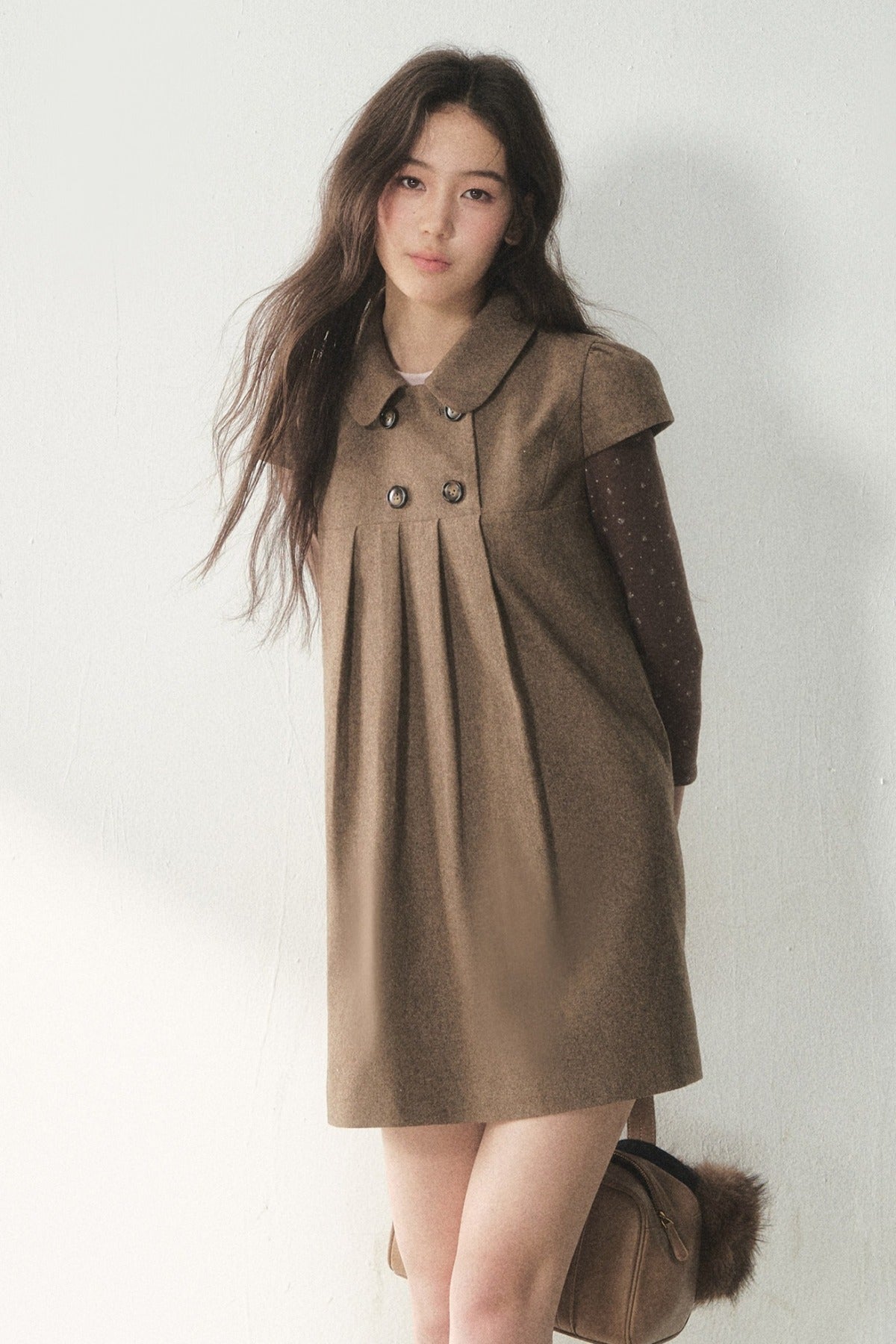 Chestnut Letterhead Merino Wool Dress