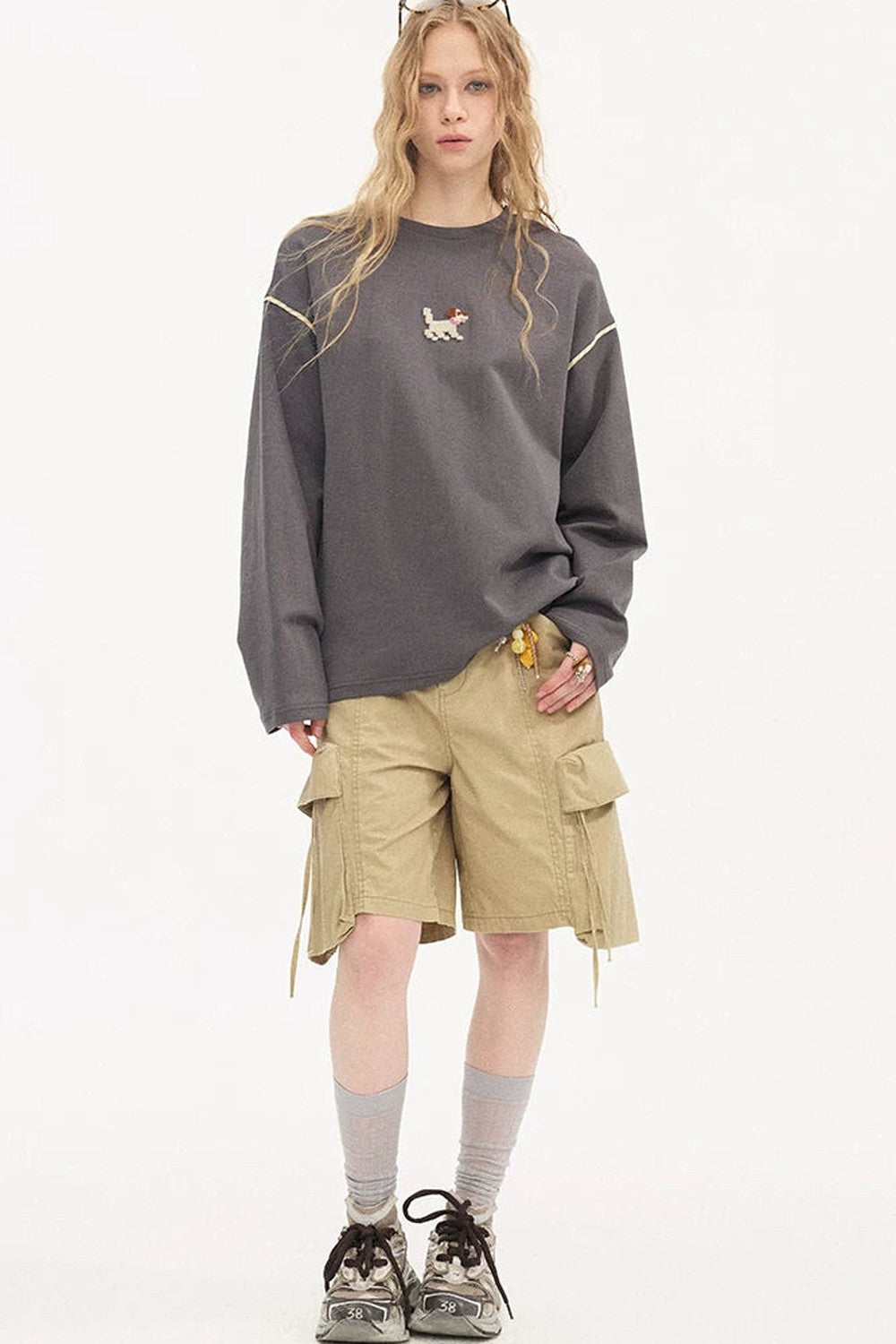 Khaki Washed Multi-Pocket Shorts