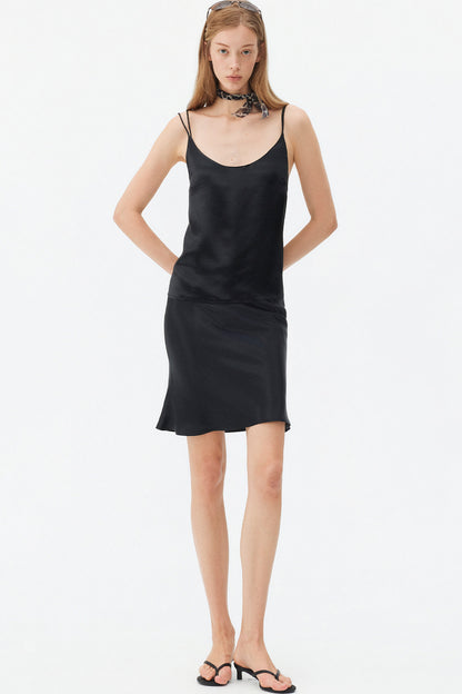 Thin Strap Satin Camisole and Mermaid Skirt Set-Up