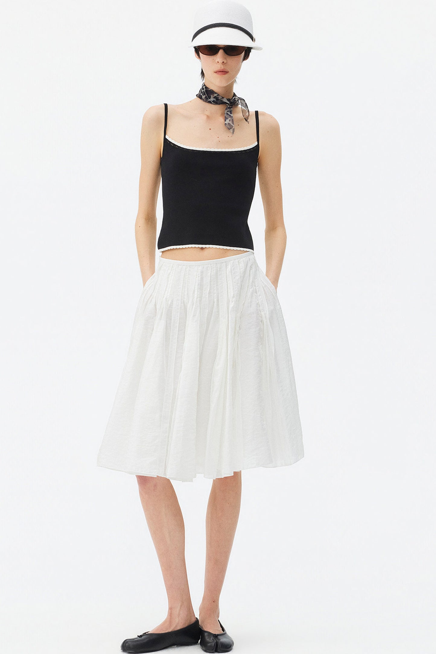 Tencel Pleated A-Line Skirt
