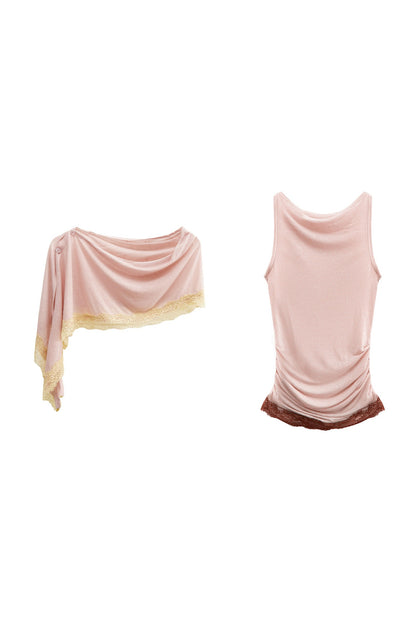 Tencel Linen Shawl Blouse Set