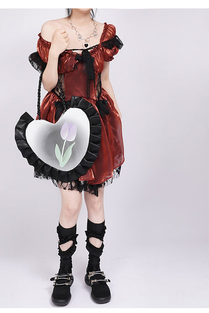 Tulip Heart Woven Crossbody Bag