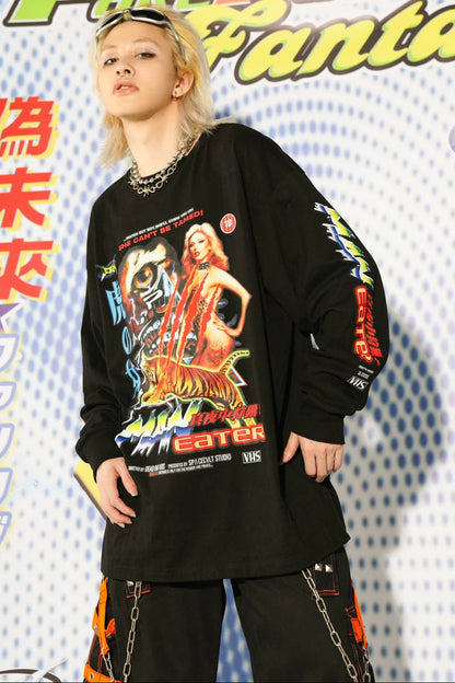 Oversize Tiger Graphic Long-Sleeved Sweatshirt