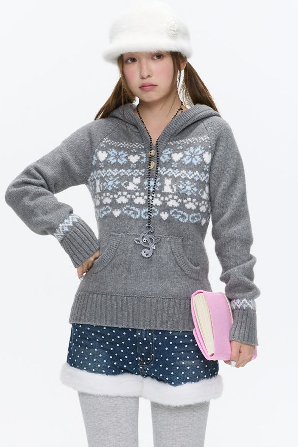 High-Waisted Washed Fleece-Lined Denim Shorts