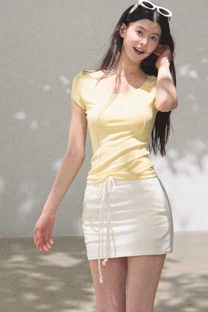 Bright Clouds Linen Skirt